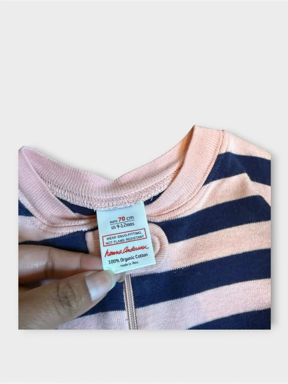 Hanna Andersson Pink & Navy Blue Rugby Striped Organic Sleeper